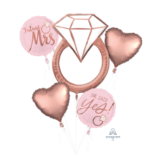 Bridal Shower Blush Wedding Bouquet Future Mrs - She Said Yes! Foil Balloons Pack of 5