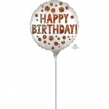 Happy Birthday Satin Infused Sequins Foil Balloon 22cm