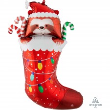 Sloth Christmas Stocking Shaped Balloon 63cm x 78cm