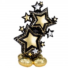 New Year Black & Gold Star Cluster AirLoonz Shaped Balloon 86cm x 149cm