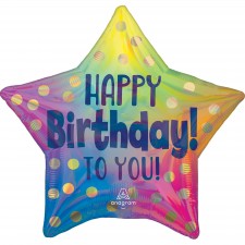 Happy Birthday Party Decorations - Shaped Balloon Gold Dots Standard