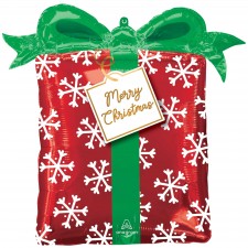 Merry Christmas Present Shaped Balloon 63cm x 68cm