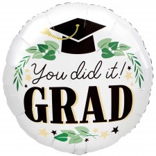 Graduation You did it! Grad Satin Round Foil Balloon 45cm