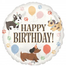 Happy Birthday! Pawsome Party Round Foil Balloon 45cm