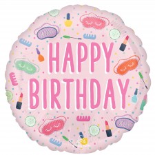 Happy Birthday Spa Party Round Foil Balloon 45cm