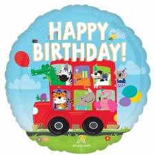 Happy Birthday! Party Bus Round Foil Balloon 45cm