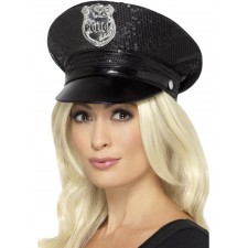 Fever Sequin Police Hat for Adult