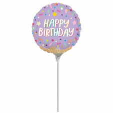 Happy Birthday Ice Cream Party Round Foil Balloon 10cm