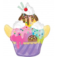 Happy Birthday Here's The Scoop Sundae Shaped Balloon 55cm x 66cm