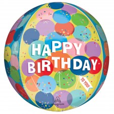 Happy Birthday Sunny Balloons Orbz XL Shaped Balloon 38cm x 40cm