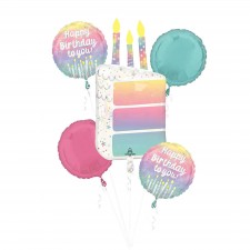 Happy Birthday Pearlised Bouquet Foil Balloons 5 pk