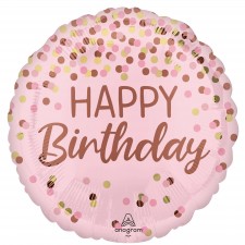Happy Birthday Pretty Pink Round Foil Balloon 45cm