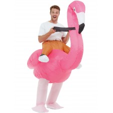 Inflatable Ride Em Flamingo Costume Hawaiian