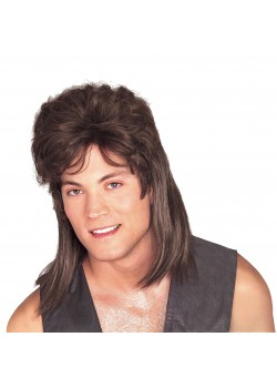 Mullet Brown Adult Wig 1980s - Accessory