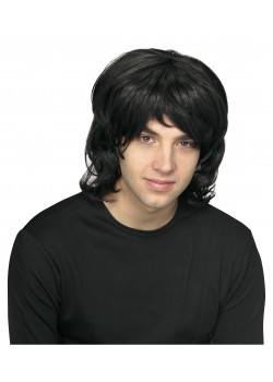 70's Black Shag Wig for Adult 1970s