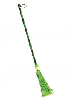 Metallic Green Witch Broom - Accessory
