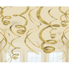 Gold Hanging Decorations 56cm Pack of 12