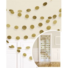 Glitter Gold Glitter Round String Hanging Decorations 2.1m 6 pk