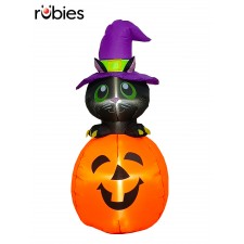 Black Cat On Pumpkin Inflatable - 4ft Tall Animals