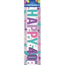 Pink Happy 40th Birthday Banner