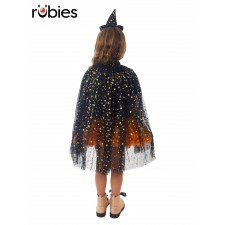 Witch Black & Gold Star Cape for Child