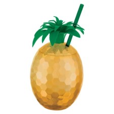 Hawaiian Luau Gold Pineapple Plastic Cup