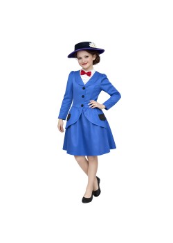 Blue Magical Nanny Girl's Costumes 6-8 Years