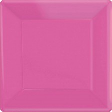Bright Pink Square Dinner Plates 23cm 20 pk