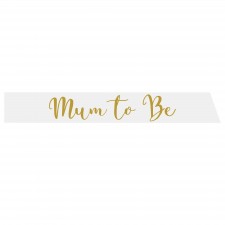 White & Gold Mum To Be Sash 76cm
