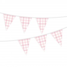 Gingham Pastel Pink Bunting Banner 3.9m