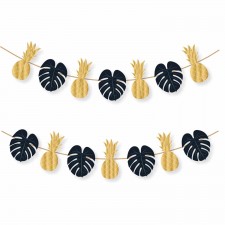Hawaiian Luau Flamingo Pineapple & Palm Leaves Garland 2.2m