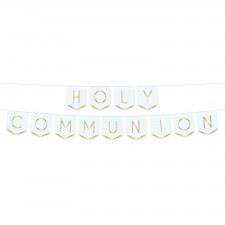 First Communion Botanical Celebration Blue Pennant Banner 2.5m