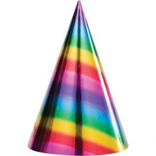 Rainbow Cone Party Hats Pack of 8