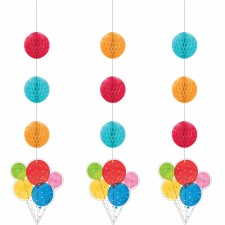 Confetti Balloons Cutouts Hanging Decorations 3 pk
