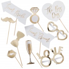 Gold Wedding Photo Props Pack of 10