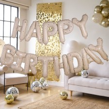 Happy Birthday Gold Party Bunting Banners 13 pk