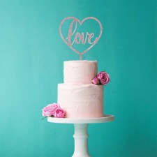 Wedding Rose Gold 'Love' Geometric Greenery Cake Topper 23cm x 14cm