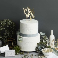 Wedding Gold 'Mr & Mr' Geometric Greenery Cake Topper 20cm x 12cm