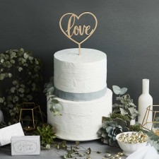 Wedding Love Geometric Greenery Wooden Cake Topper 23cm x 14cm