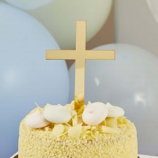 Christening Gold Cross Acrylic Cake Topper