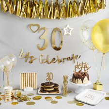 Happy Birthday Gold 'Let's Celebrate' Metallic Mix Up Customisable Card Banner 2.2m