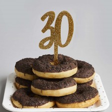 30th Birthday Gold Metallic Mix Up Glitter Acrylic Cake Topper 20cm x 7.5cm