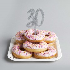 30th Birthday Silver Metallic Mix Up Glitter Acrylic Cake Topper 20cm x 7.5cm