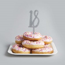 18th Birthday Silver Metallic Mix Up Glitter Acrylic Cake Topper 20cm x 5.5cm