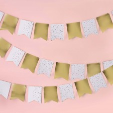 Happy Birthday Gold Metallic Mix Up Card Flag Bunting Banner 10m