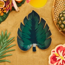 Hawaiian Luau Tropical Leaf Aloha! Lunch Plates 24cm x 20cm 8 pk
