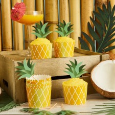 Hawaiian Luau Tropical Pineapple Aloha! Toppers & Cupcake Cases 10 pk