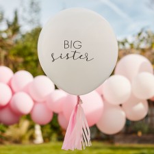 Hello Baby White & Pink Big Sister Latex Balloons 45cm 3 pk
