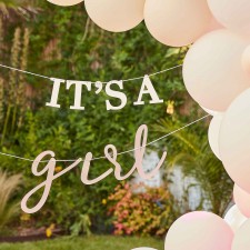 Hello Baby White & Blush It's a Girl Bunting Banners 2 pk