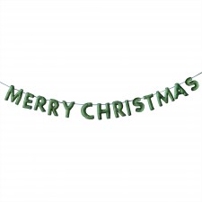 Green Merry Christmas Merry & Bright Felt Bunting Banner 1.8m